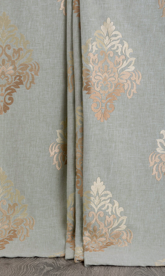 Damask Patterned  Curtain Panels (Gray/ Beige/ Brown)
