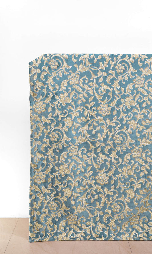 Floral Velvet Drapes (Beige/ Brown/ Blue)