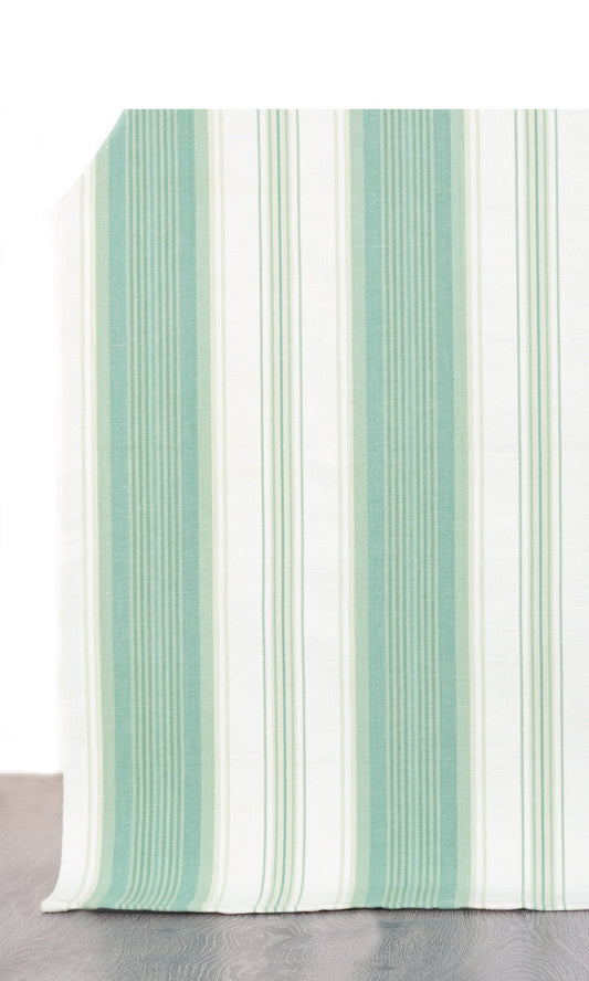Striped Window Curtains (Seafoam Green/ White)