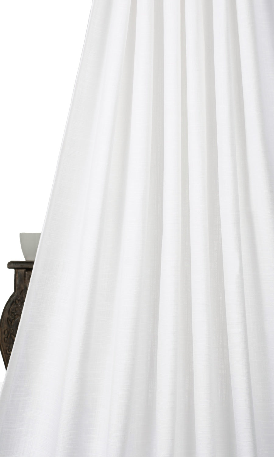 Linen-Texture Pinch Pleat, Rod Pocket, Eyelet Curtains (White)