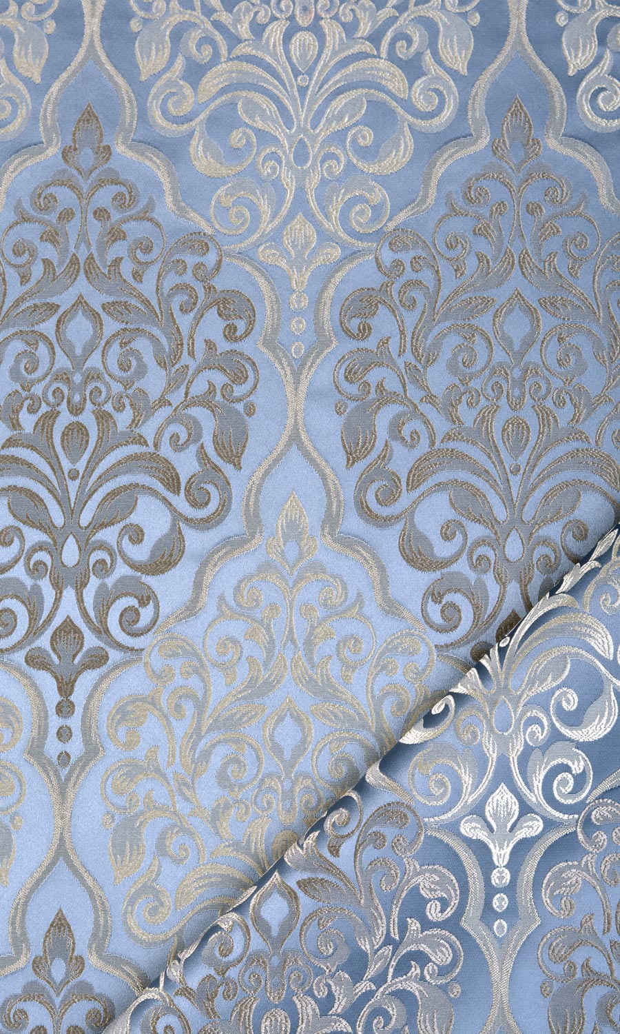 Damask Flat, Plain, Fake, Faux, European Relaxed Roman Shades (Navy Blue/ White)