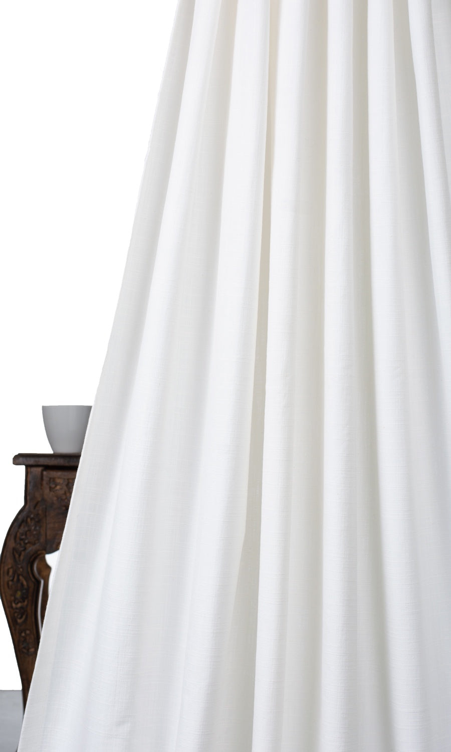 Plain Linen-Texture Pinch Pleat, Rod Pocket, Eyelet Curtains (White)