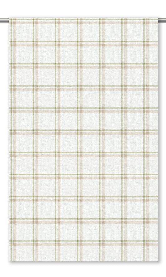 Tattersall Check Window Curtains (White/ Blush Pink/ Olive Green)