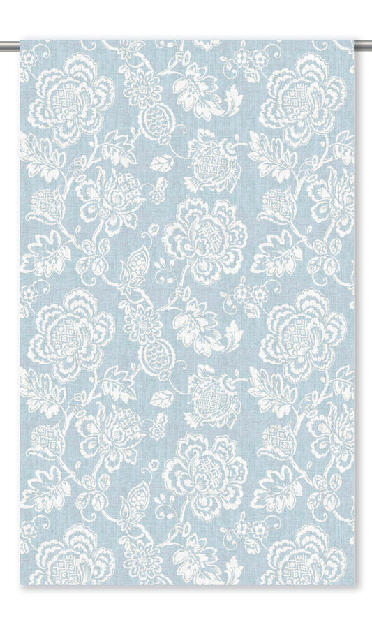Jacobean Floral Home Decor Fabric By the Yard (Powder Blue/ White)