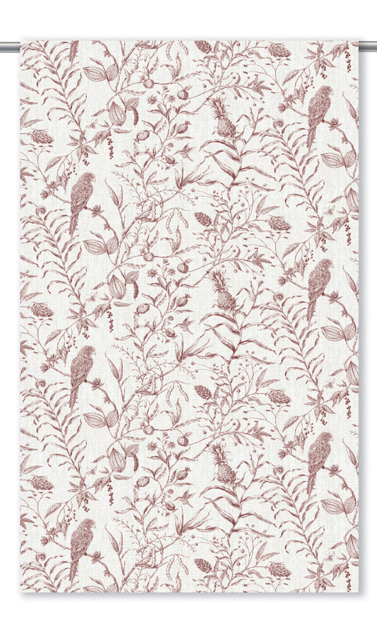 Botanical Toile Home Decor Fabric By the Yard (Maroon Red/ White)