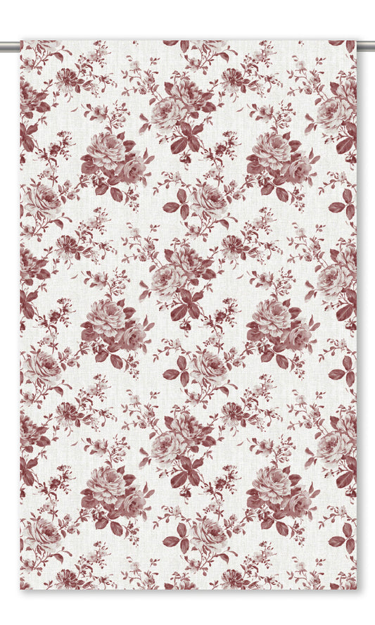 Floral Toile Home Decor Fabric By the Yard (Maroon Red/ White)