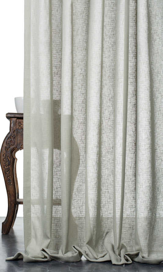 Textured Sheer Window Curtains (Grey-Green)