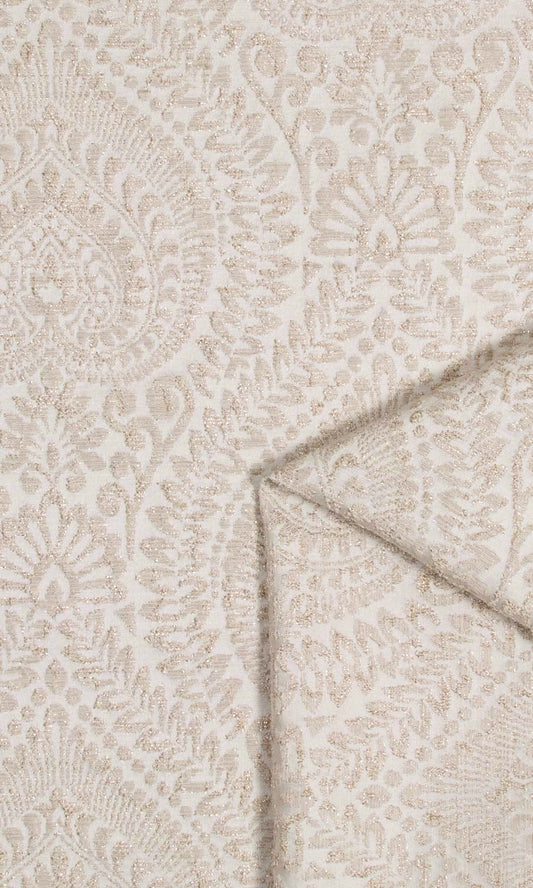 Textured Floral Curtain Panels (Cream/ Beige)