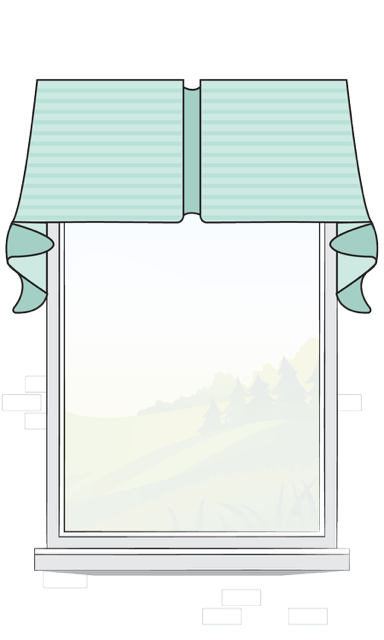 Board mounted shawl style valance 