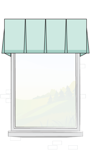 Made-to-measure board mounted box pleat valance