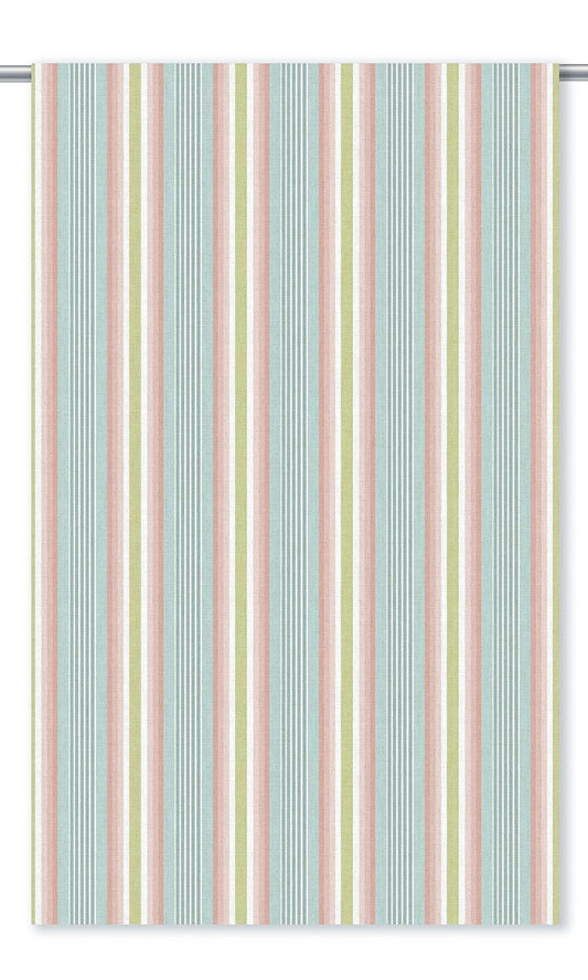 Striped Home Decor Fabric Sample (Powder Blue/ Pink/ Green)