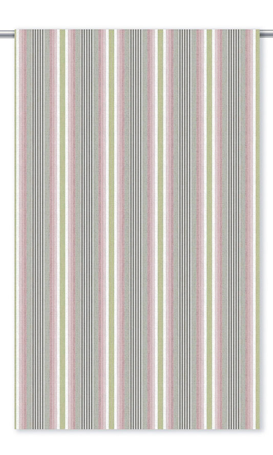 Striped Home Decor Fabric Sample (Soft Pink/ Sage Green/ Pale Gray)