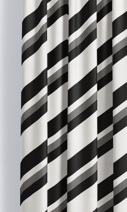 Diagonal Striped Velvet Home Decor Fabric Sample (Warm White/ Black)