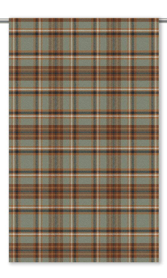Tweed Plaid Velvet Drapes (Sage Green/ Wine Red/ Orange)