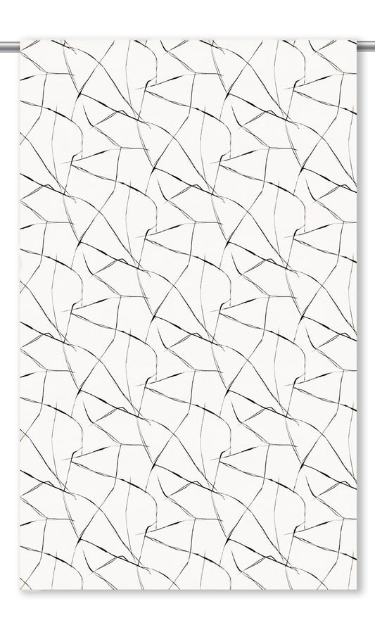 Crackle Line Patterned Velvet Fabric Blinds (Warm White/ Black)