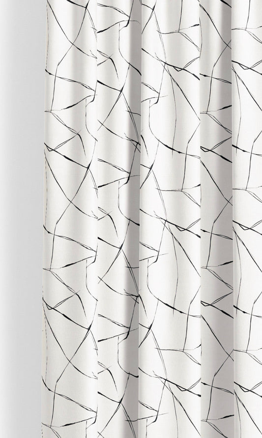 Crackle Line Patterned Velvet Curtain Panels (Warm White/ Black)