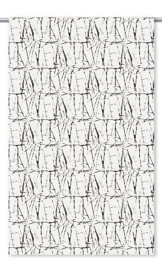 Crackle Line Print Velvet Curtain Panels (Warm White/ Black)
