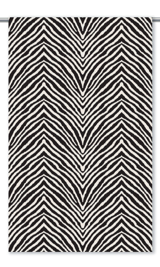 Zebra Chevron Patterned Velvet Drapes (Warm White/ Black)