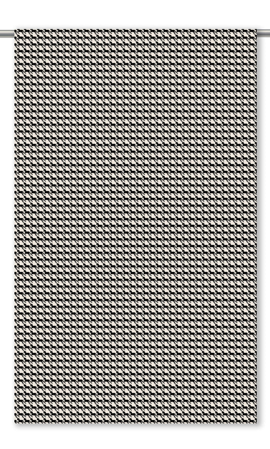Houndstooth Patterned Velvet Curtain Panels (Warm White/ Black)