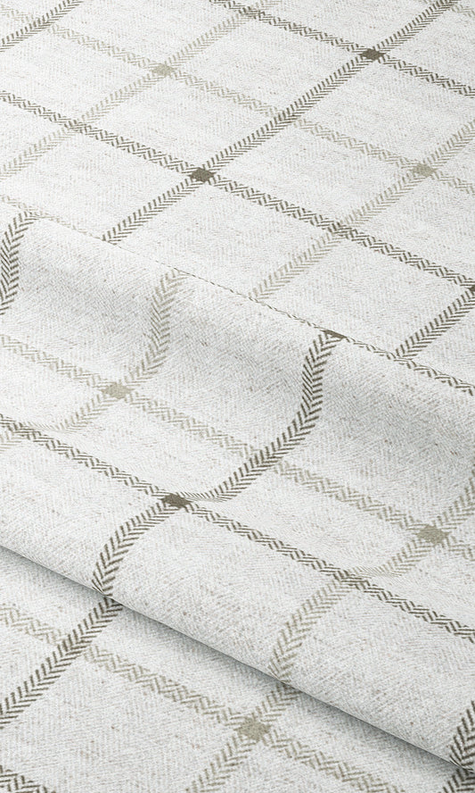 Windowpane Check Home Decor Fabric By the Yard (Smoky White/ Taupe )