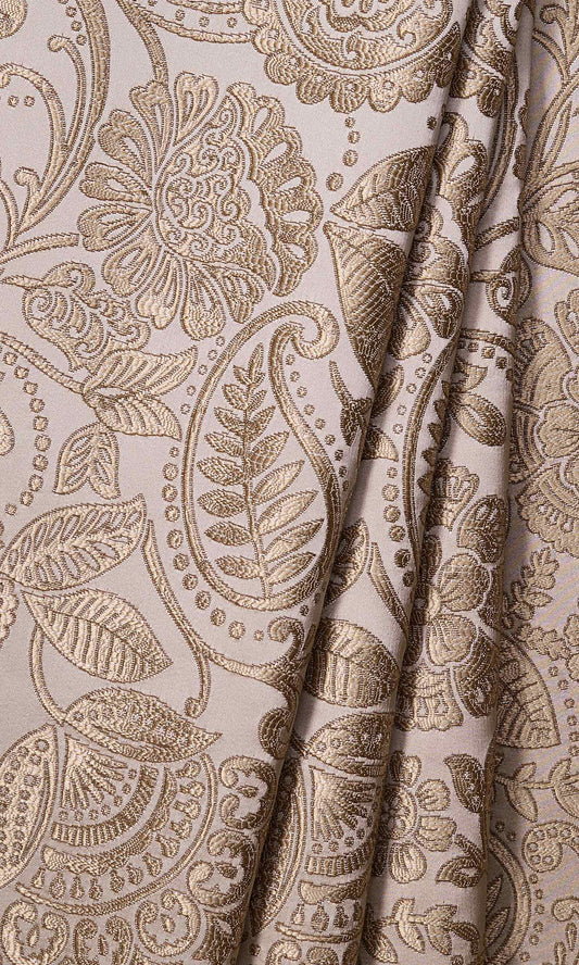 Floral Embossed Home Décor Fabric By the Yard (Two Tone Beige)