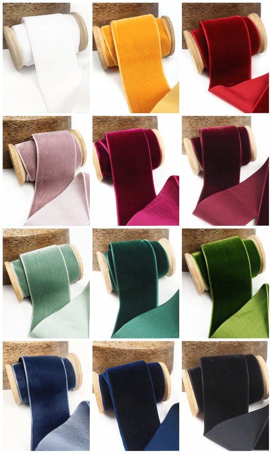 Wide velvet ribbon trim