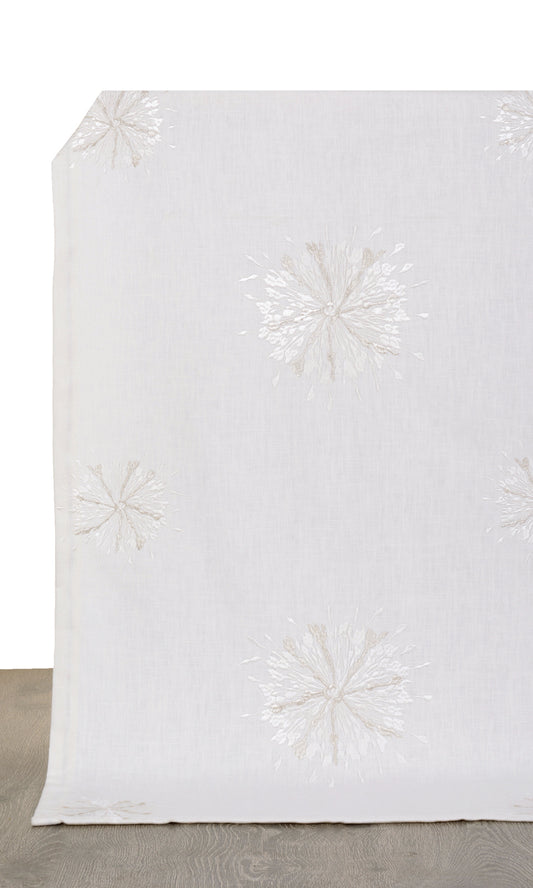 Sunburst Embroidered Home Decor Fabric Sample (White/ Pale Gray)