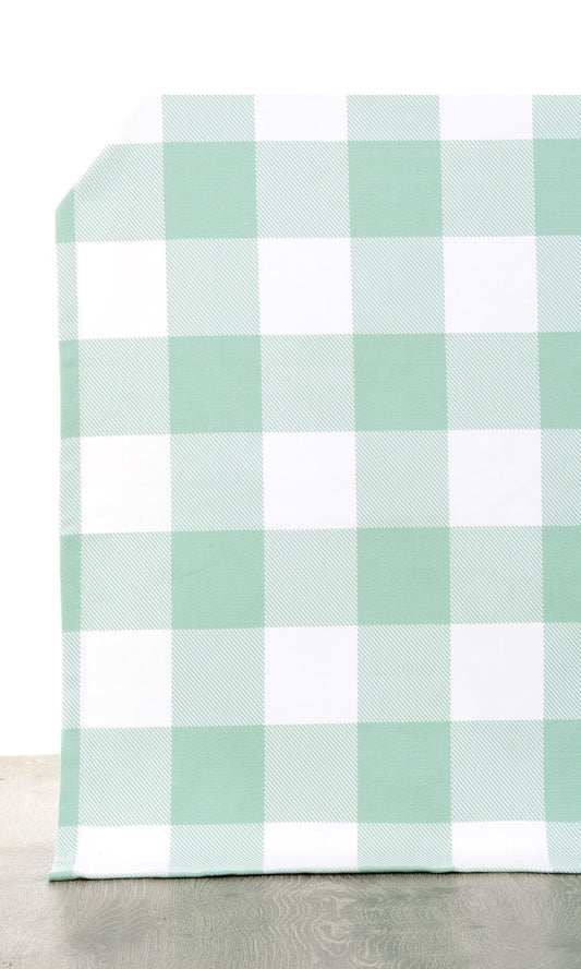Buffalo Check Home Decor Fabric Sample (Aqua Blue/ Foam White)