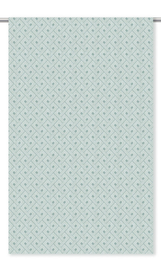 Basketweave Print Window Curtains (Soft Teal Blue/ White)