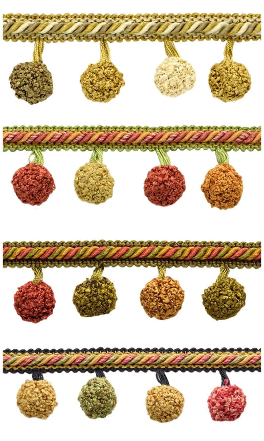 Window curtains with pom poms