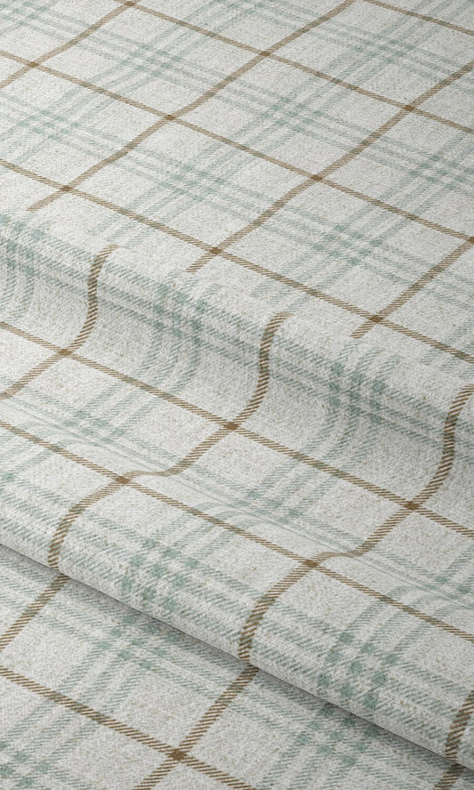 Modern Check Drapery (White/ Blue/ Brown)