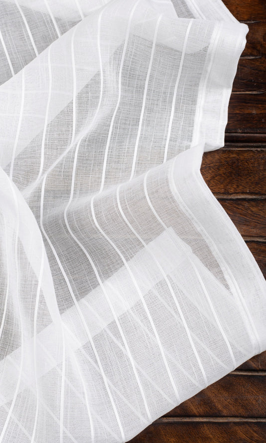 Striped Sheer Home Decor Fabric Sample (White)