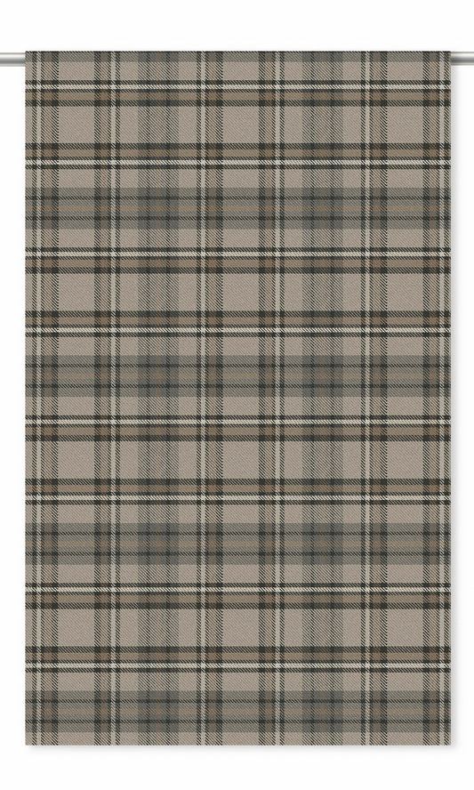 Tweed Plaid Velvet Window Curtains (Biscotti Beige/ Dark Umber/ Tortilla Brown)
