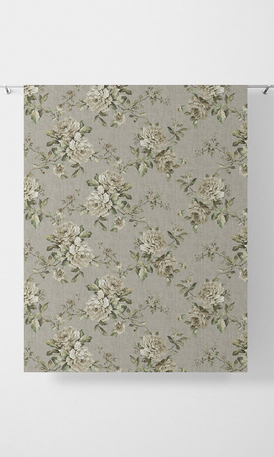 Country Floral Home Decor Fabric Sample (Warm Grey)