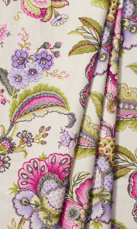 Floral Print Home Decor Fabric Sample (Pink/ Purple/ Green)