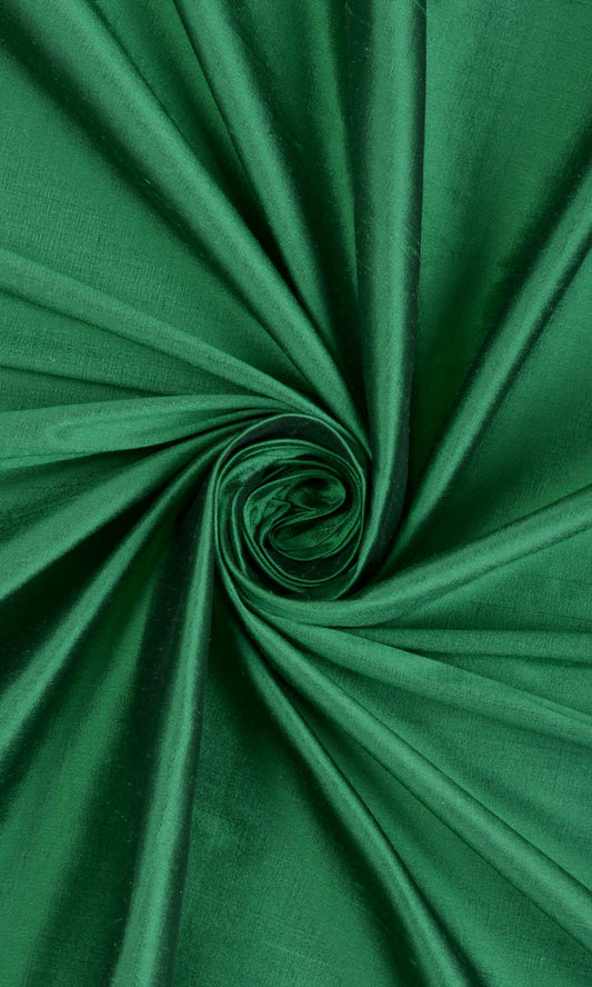 Shantung Silk Home Decor Fabric Sample (Emerald Green)