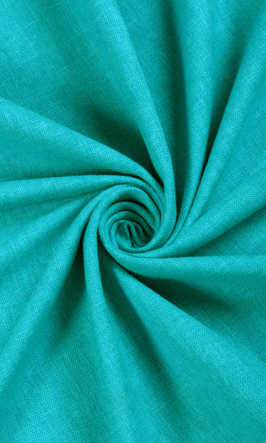 Linen-Blend Roman Shades (Turquoise Blue)