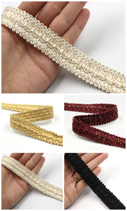 Decorative gimp braid trim window shades