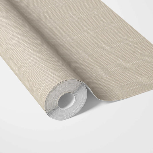 Neutral Textured Check/ Geometric Traditional Wallpaper Sample (Beige/ Taupe)