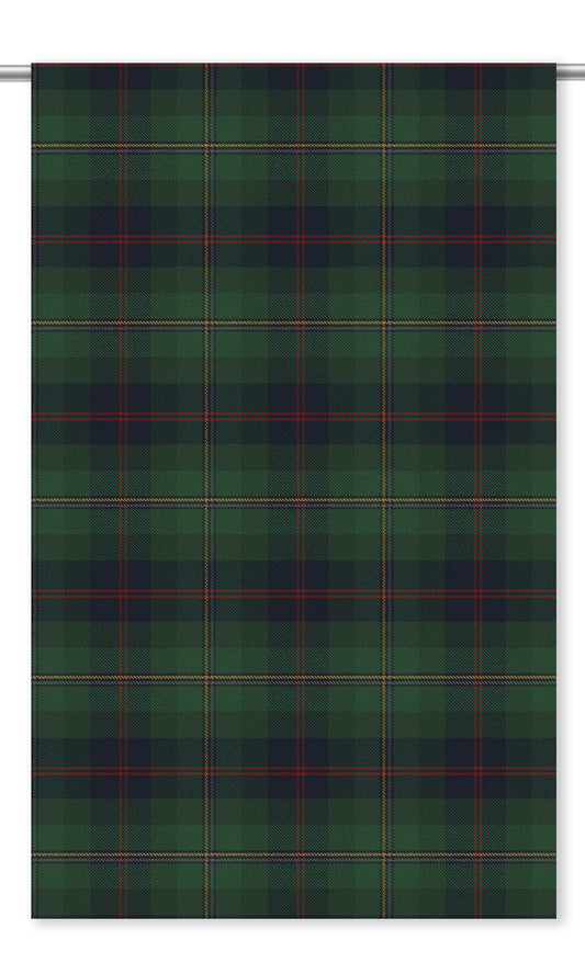 Tweed Plaid Velvet Drapes (Forest Green/ Orange/ White)