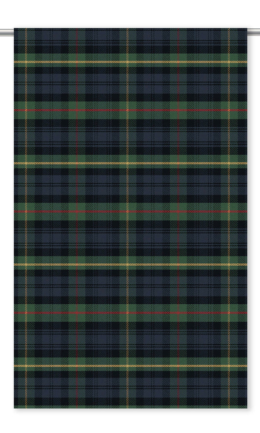 Tweed Plaid Velvet Window Curtains (Leaf Green/ Black/ Prussian Blue)