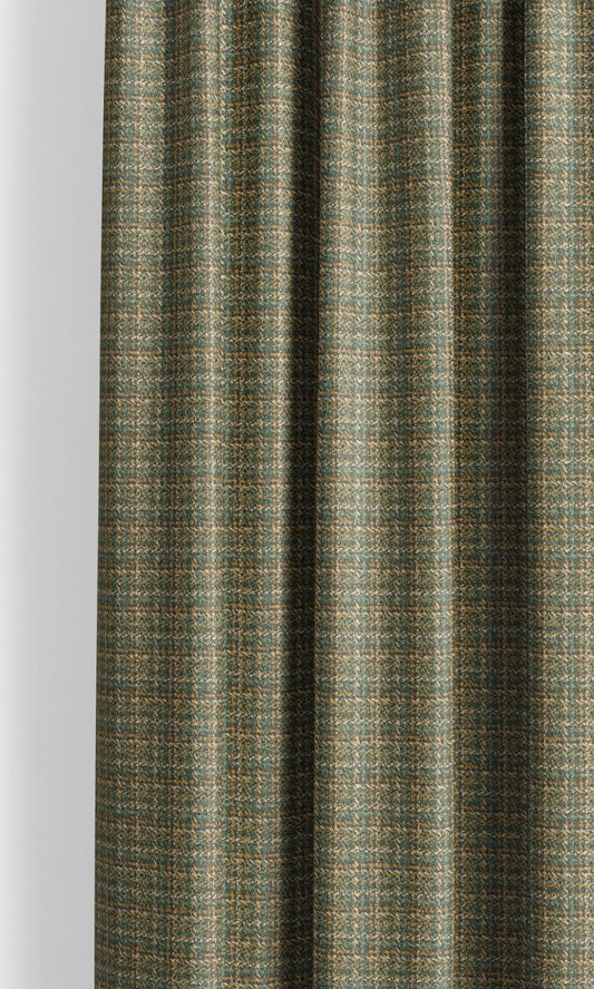 Textured Velvet Window Curtains (Forest Green/ Golden Brown)