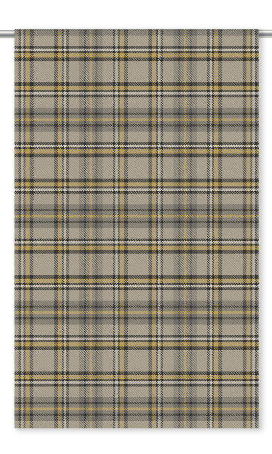 Tweed Plaid Velvet Curtain Panels (Biscotti Beige/ Dark Umber/ Mustard Yellow)