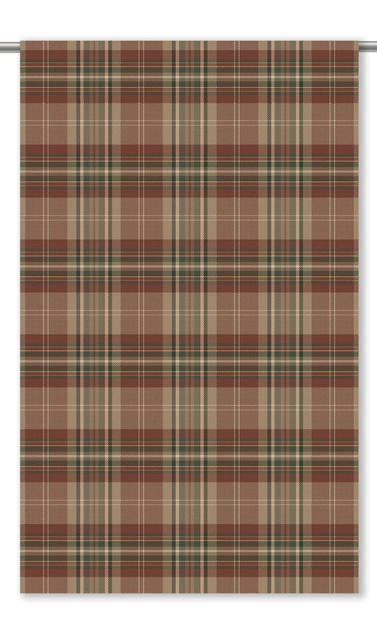 Plaid Velvet Drapery (Brick Red/ Green/ Tan)