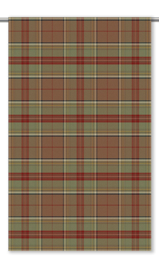 Plaid Velvet Drapes (Brick Red/ Sage Green)