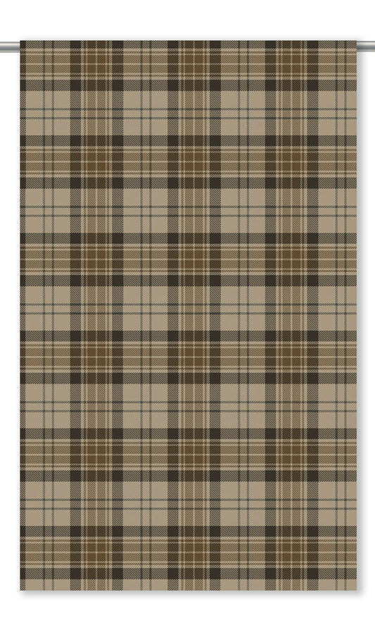 Plaid Velvet Window Curtains (Tan/ Black/ Coffee Brown)