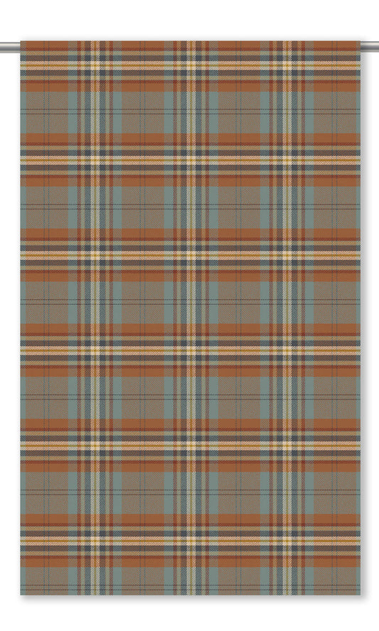 Plaid Velvet Home Decor Fabric By the Yard (Caramel/ Duck Egg Blue/ Dark Gray)