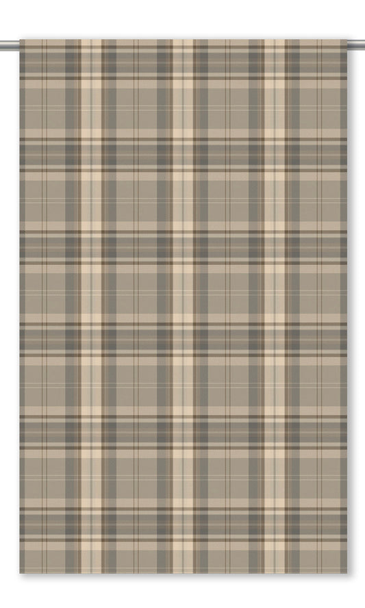 Plaid Velvet Drapery (Greige/ Cinnamon Brown/ Ash Gray)