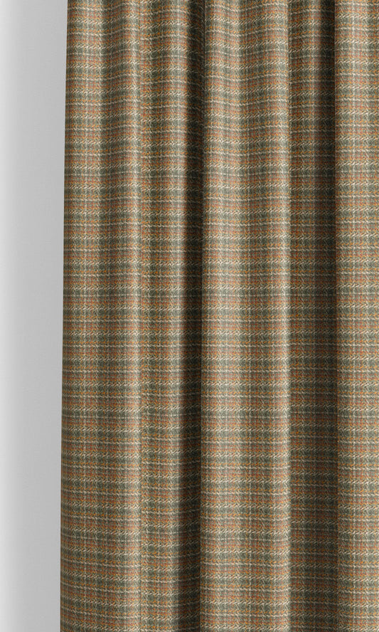 Textured Velvet Curtain Panels (Olive Green/ Pale Red)