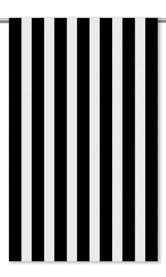 Awning Striped Velvet Home Decor Fabric Sample (Warm White/ Black)
